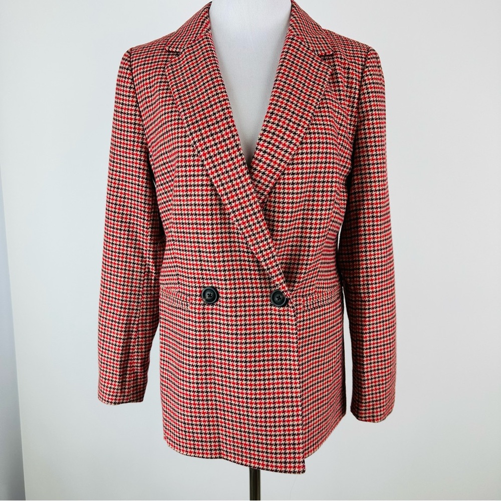 GAP Red Plaid Double Breasted Blazer Size 6 Petite